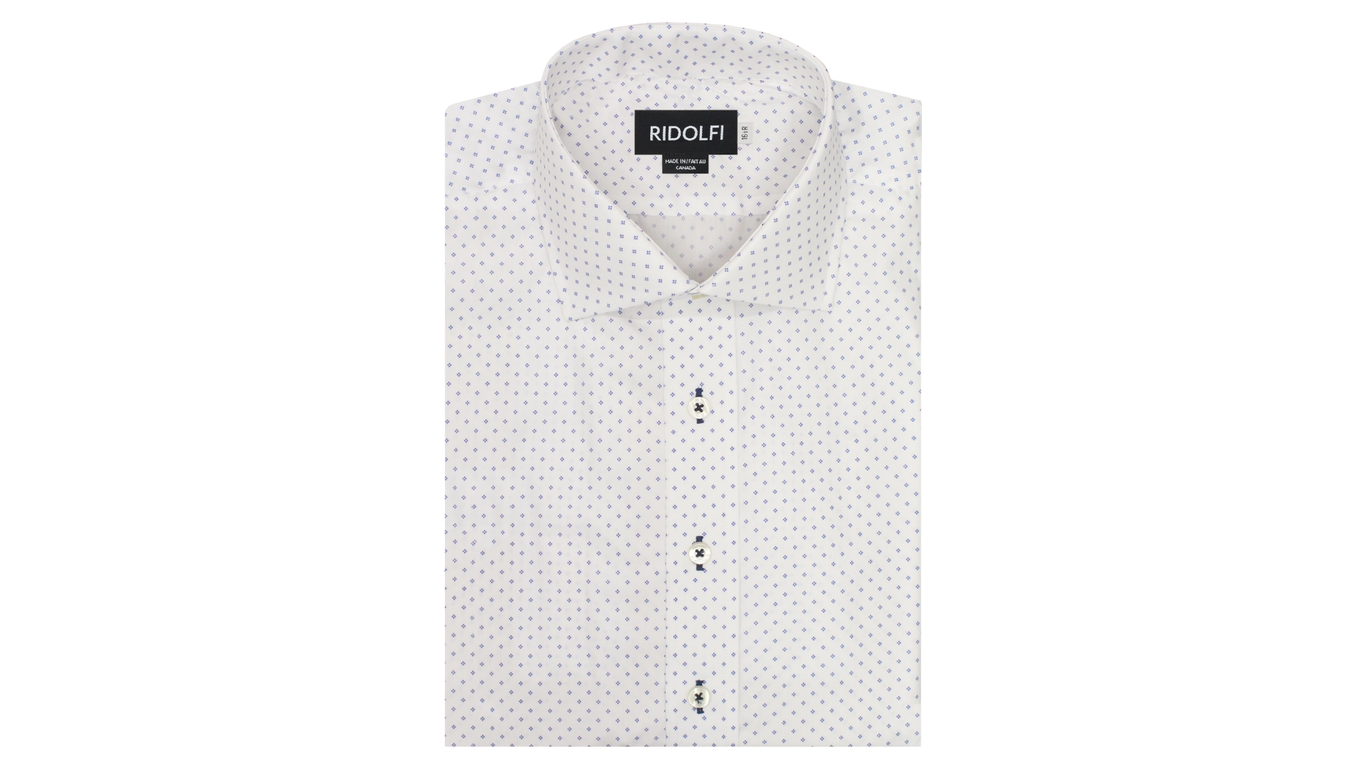 Men's White Geometric Dress Shirt | Ridolfi Shirts