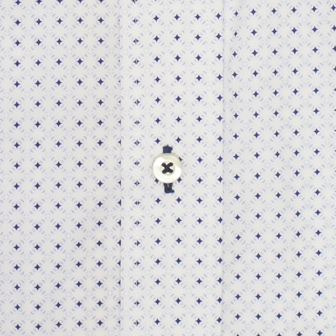 Men's White Geometric Dress Shirt | Ridolfi Shirts