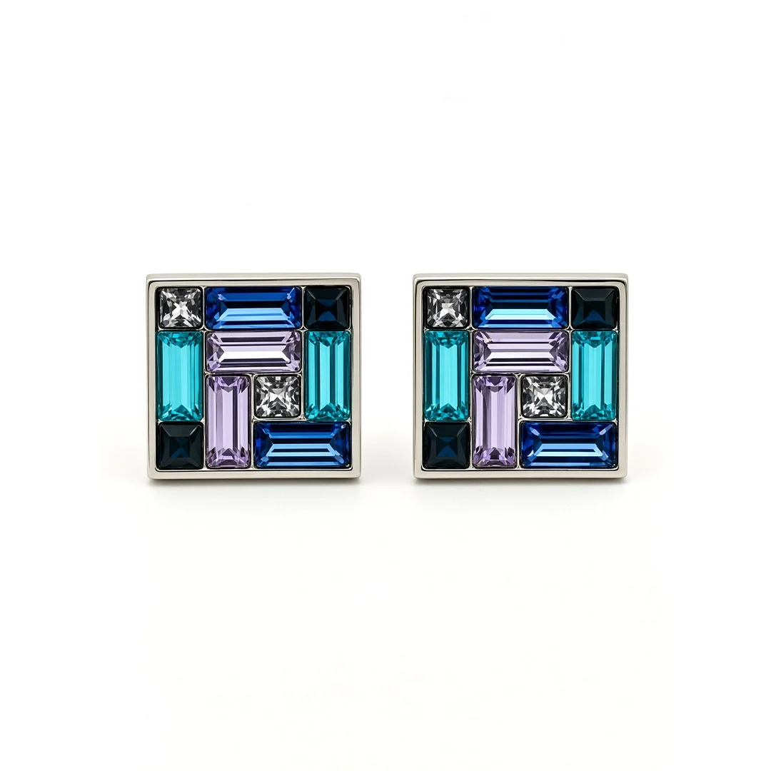 Blue Purple Austrian Crystal Cufflinks