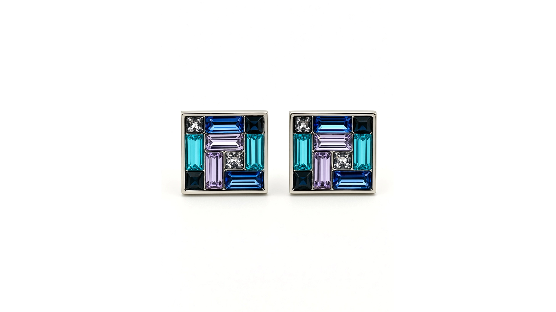 Blue Purple Austrian Crystal Cufflinks