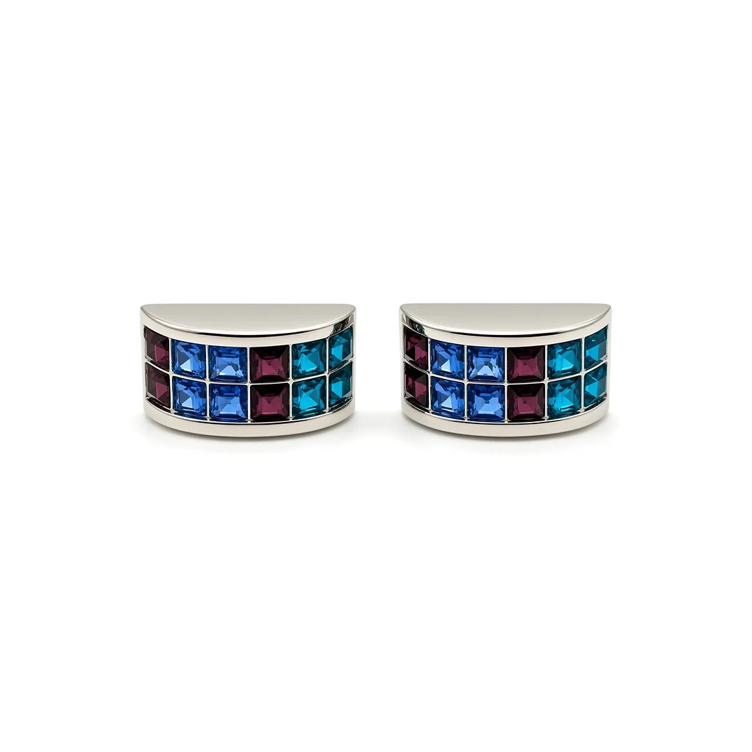 Blue Red Austrian Crystal Cufflinks