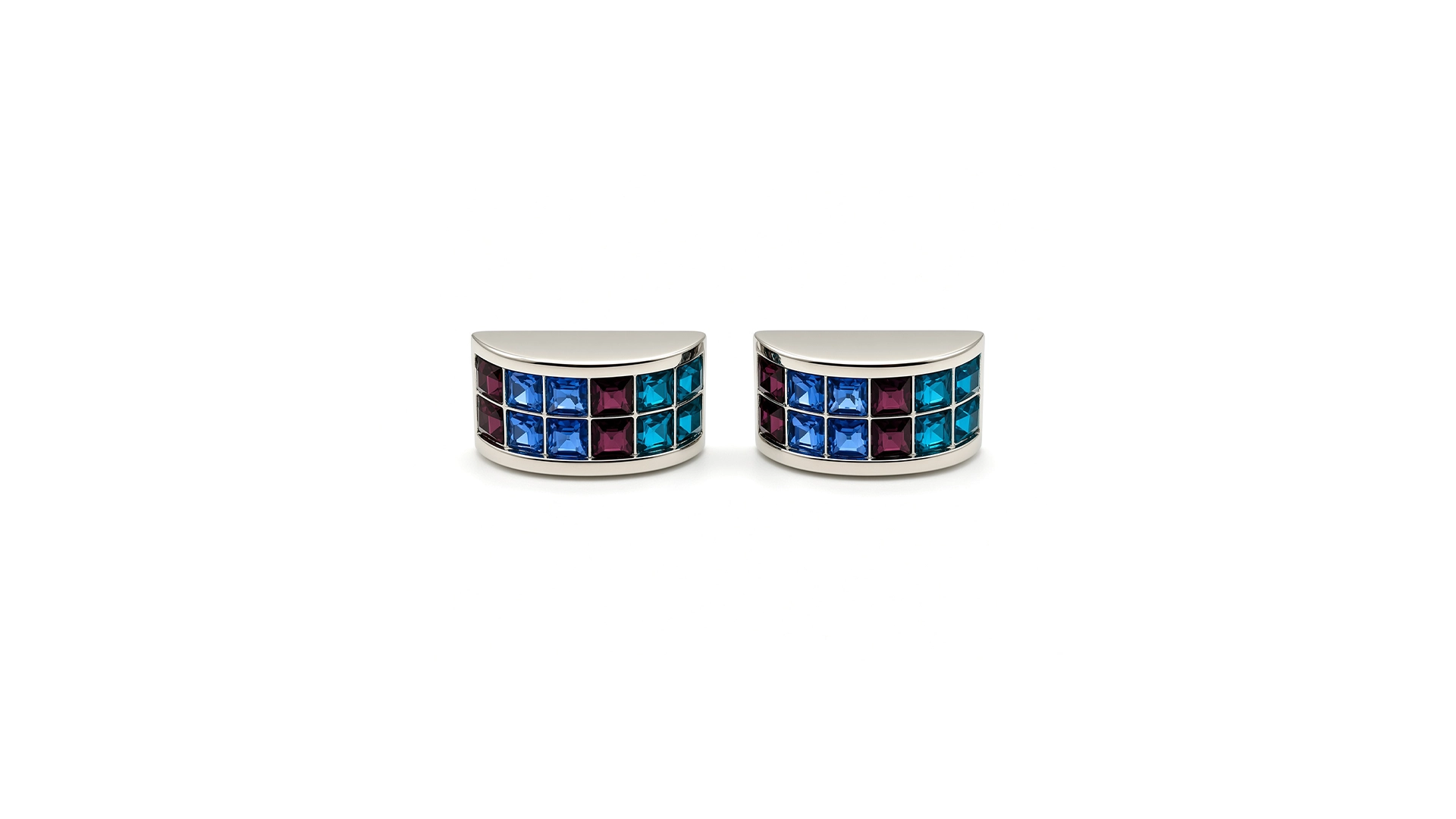 Blue Red Austrian Crystal Cufflinks