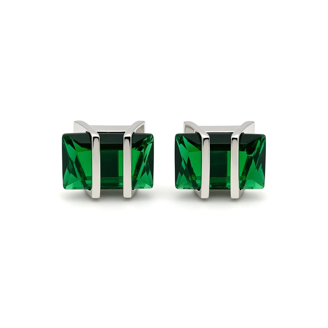 Green Austrian Crystal Cufflinks