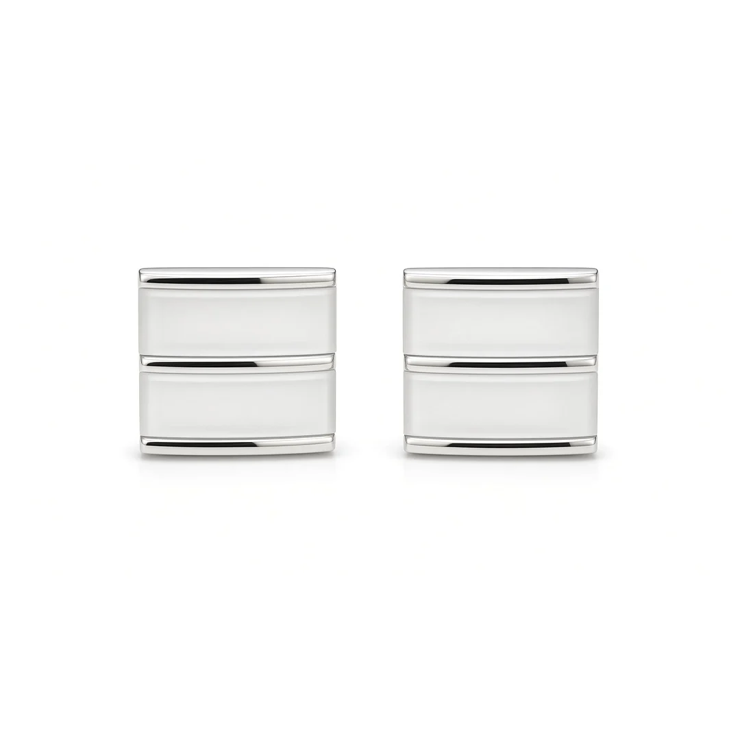 White Cats Eye Cufflinks