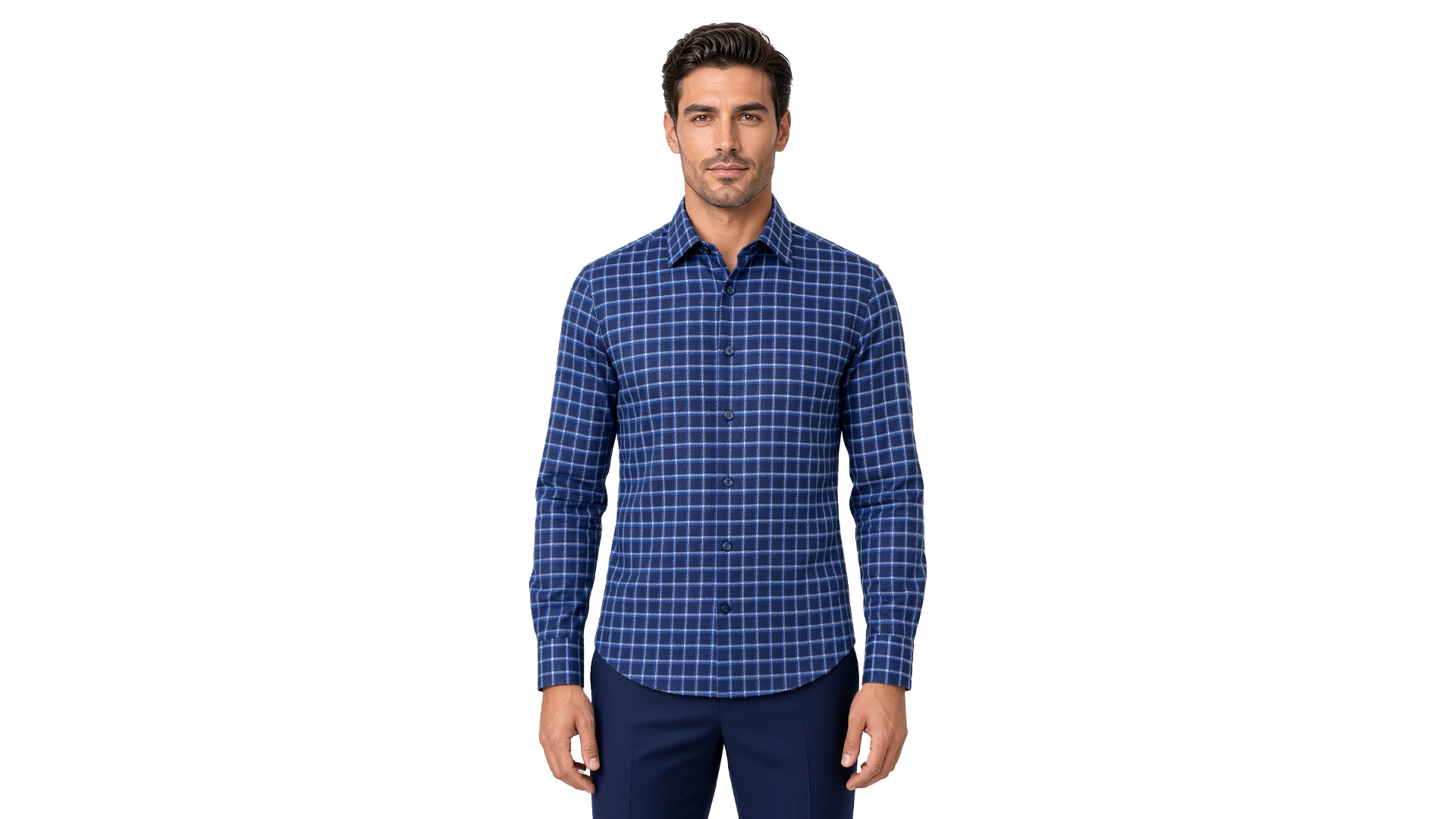 Men's Blue Checked Flannel Casual Shirt