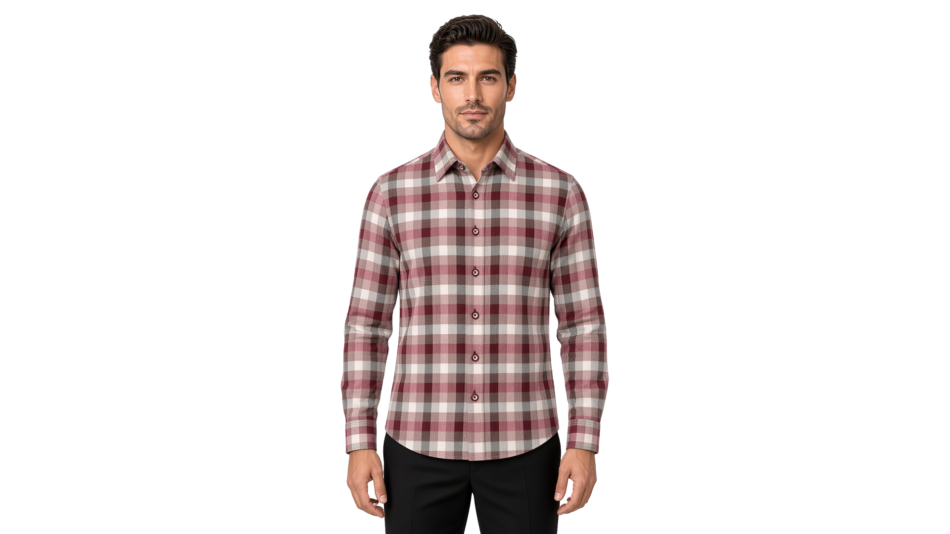 Men's Pink Plaid Flannel Casual Shirt