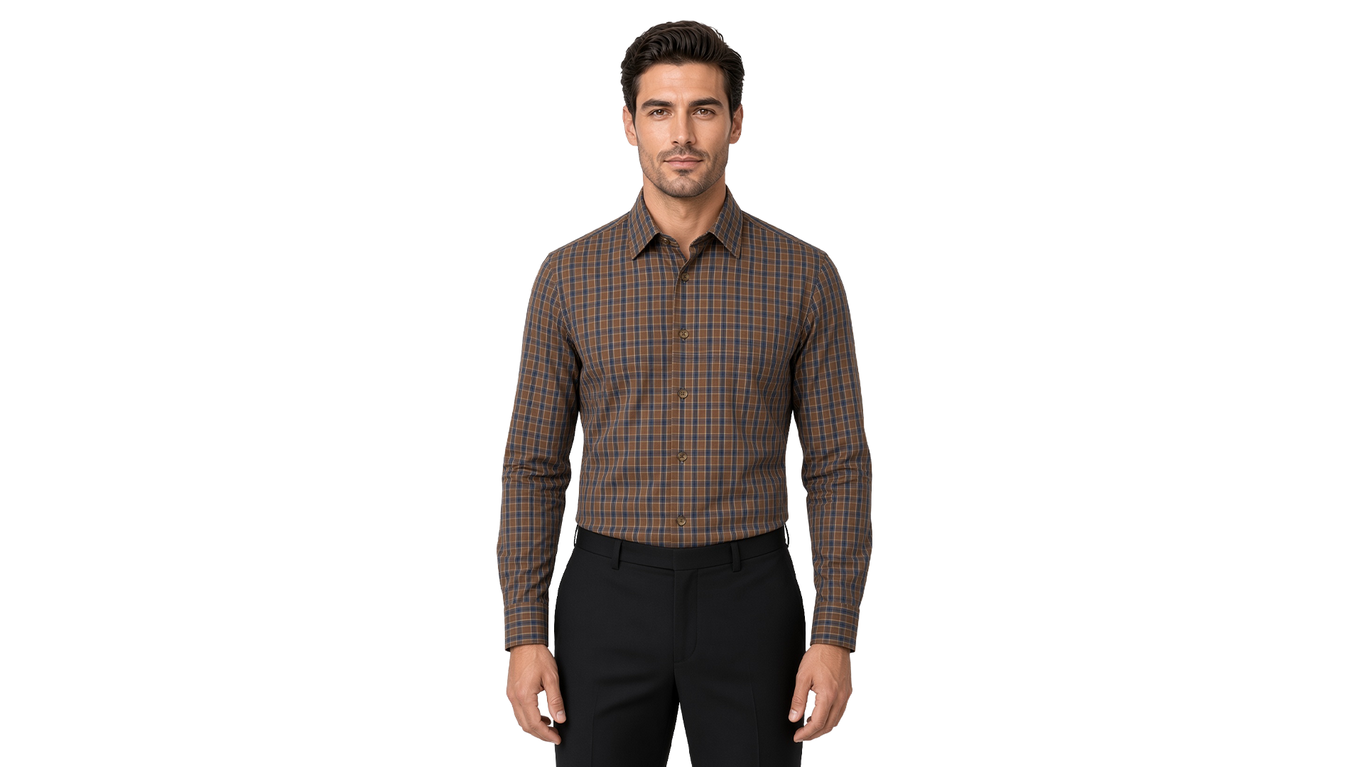 Men's Brown Checked Casual Shirt