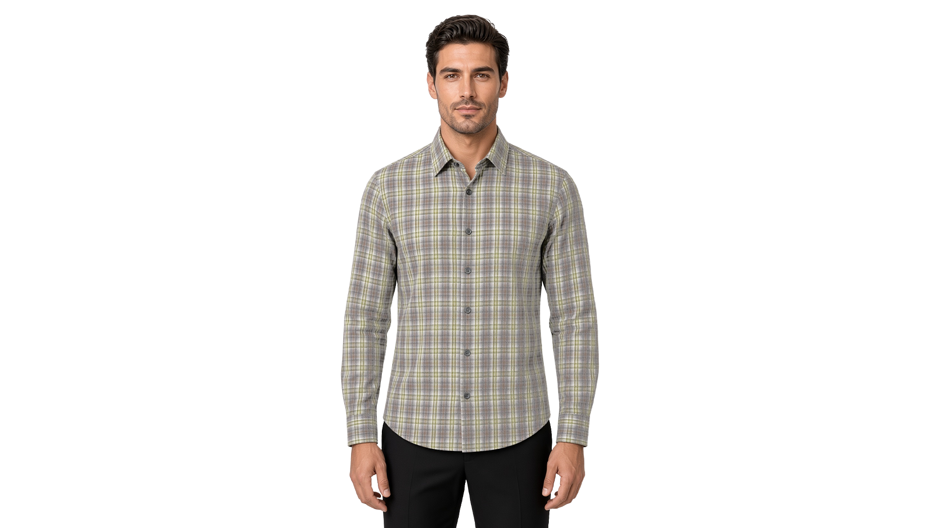 Men's Green Plaid Flannel Casual Shirt