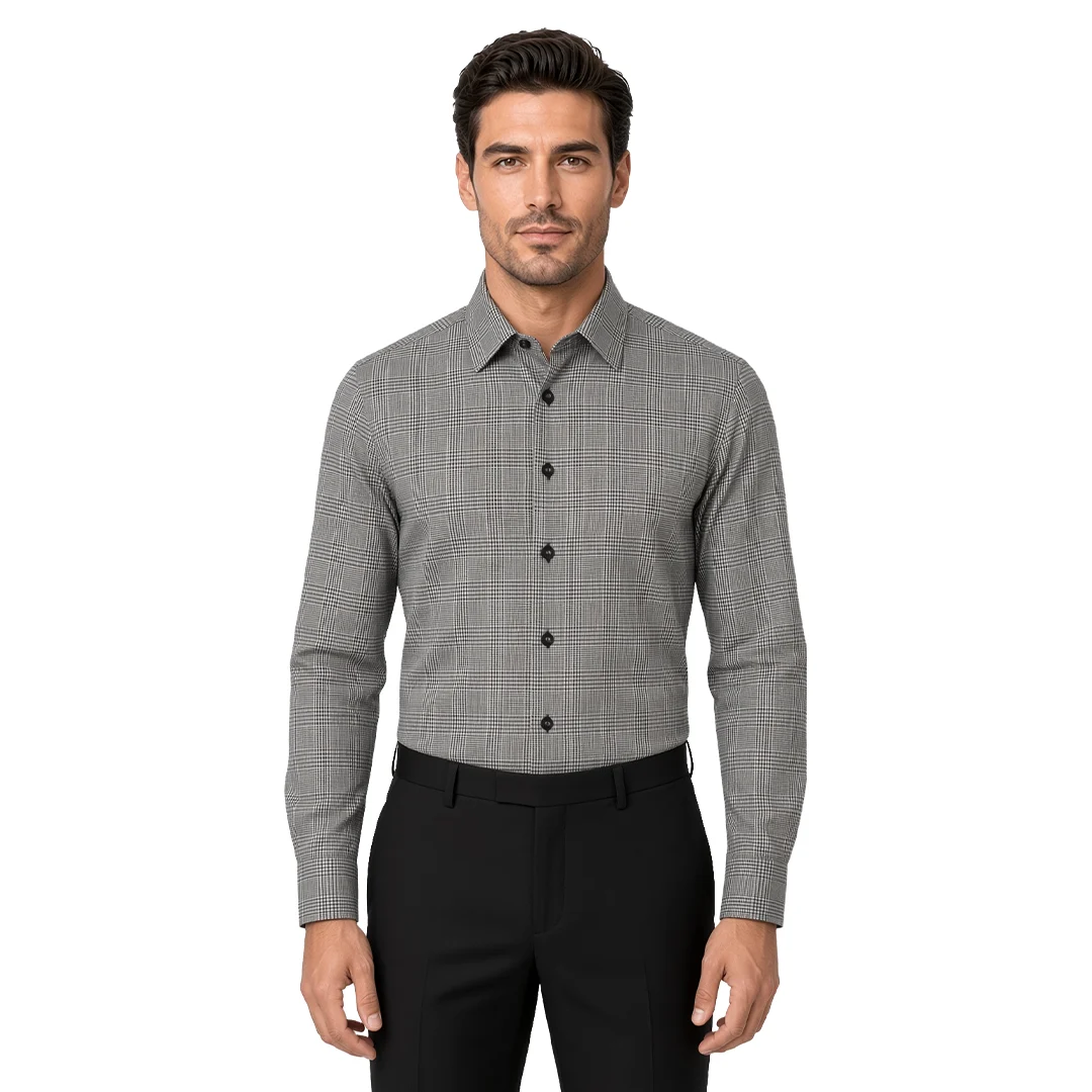Men's Grey Checked Casual Shirt