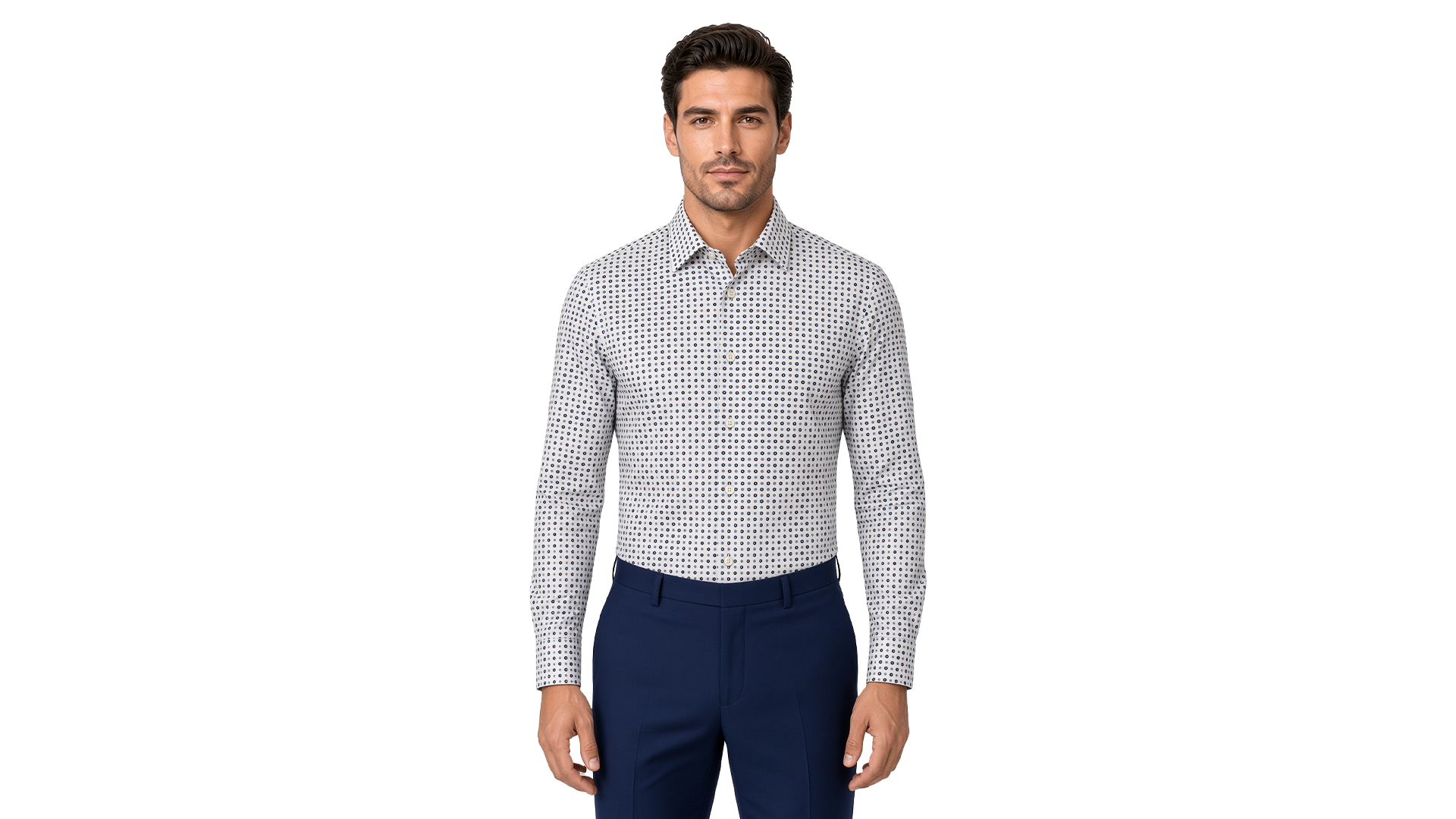 Men's White Dotted Casual Shirt