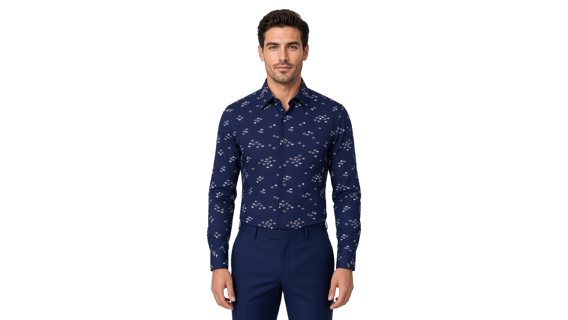 Men's Blue Print Casual Shirt