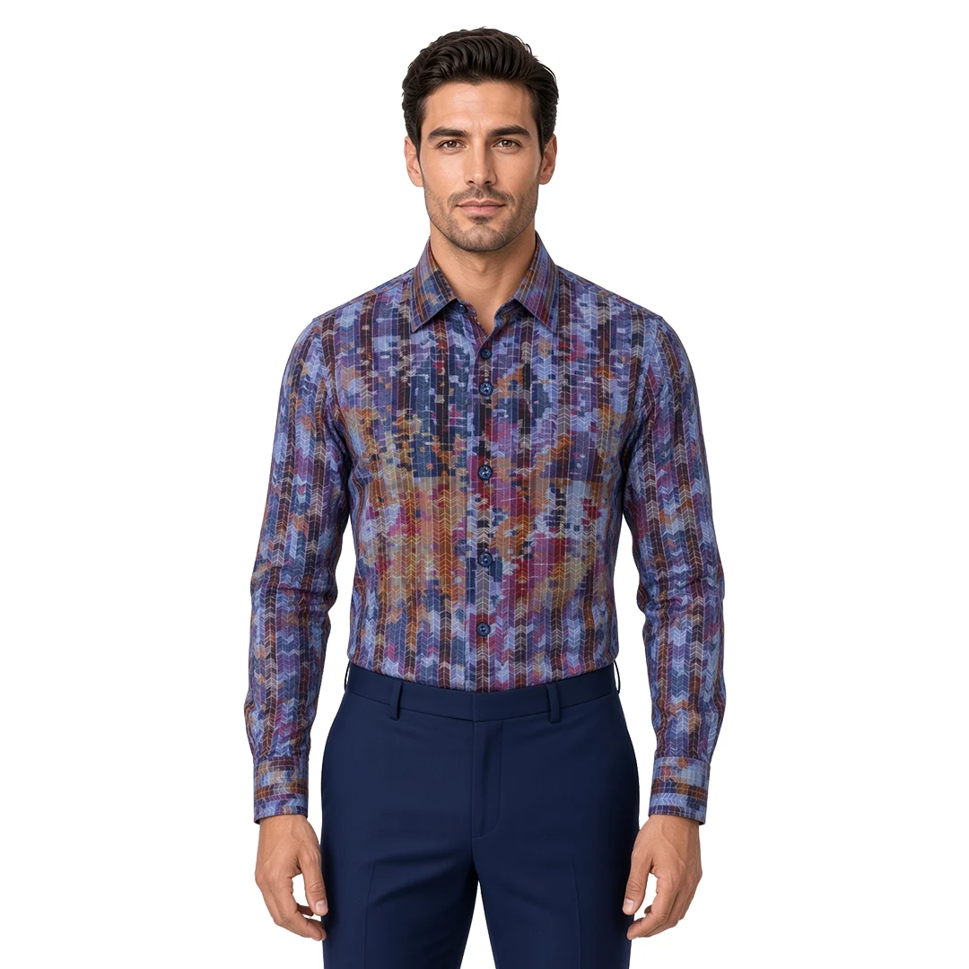Men's Purple Abstract Casual Shirt