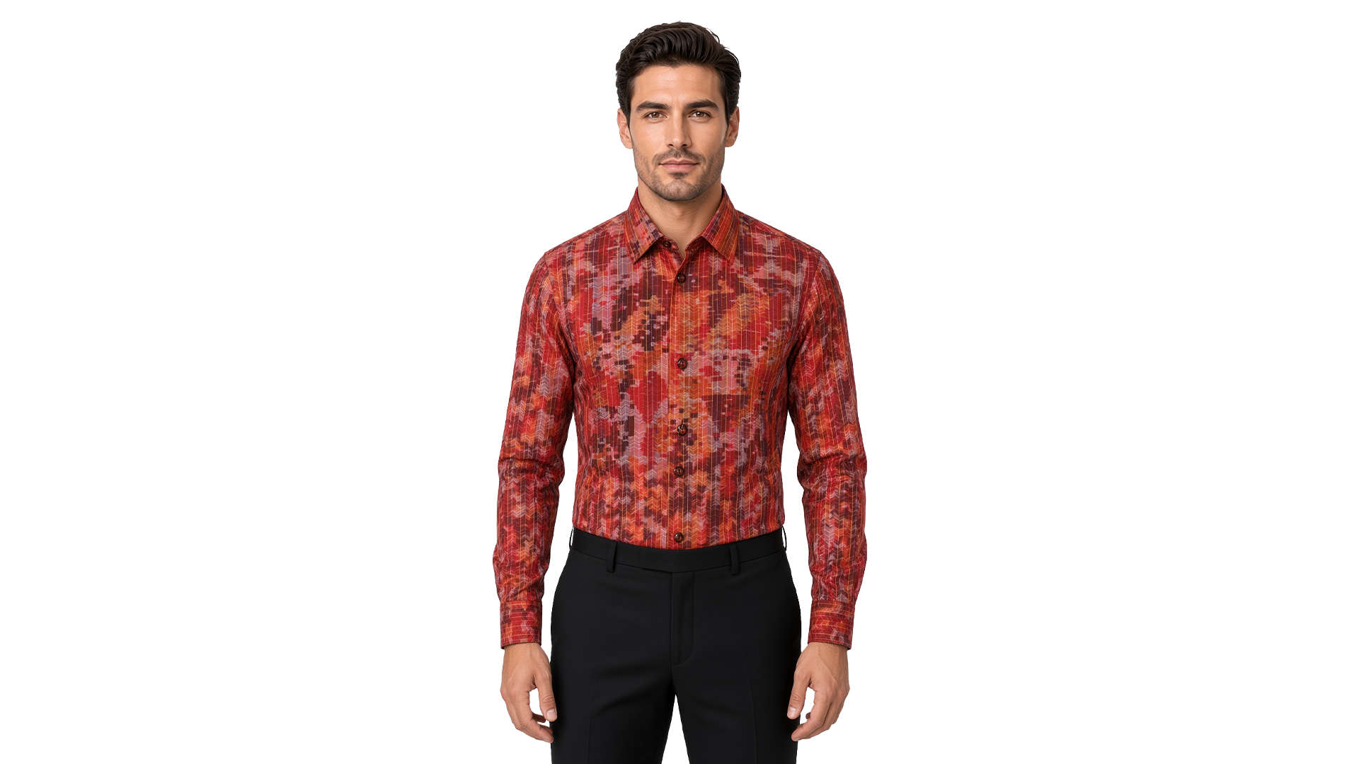 Men's Orange Abstract Casual Shirt