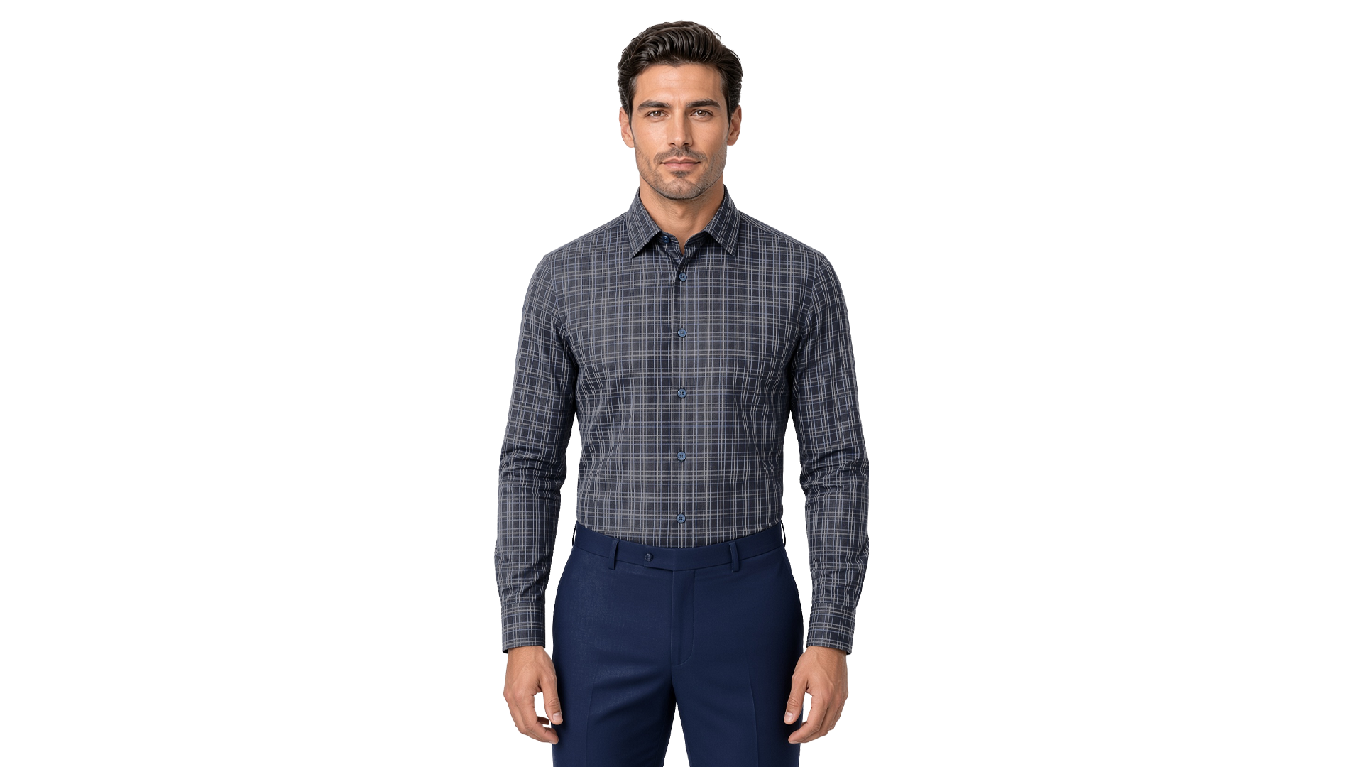 Men's Blue Checked Casual Shirt