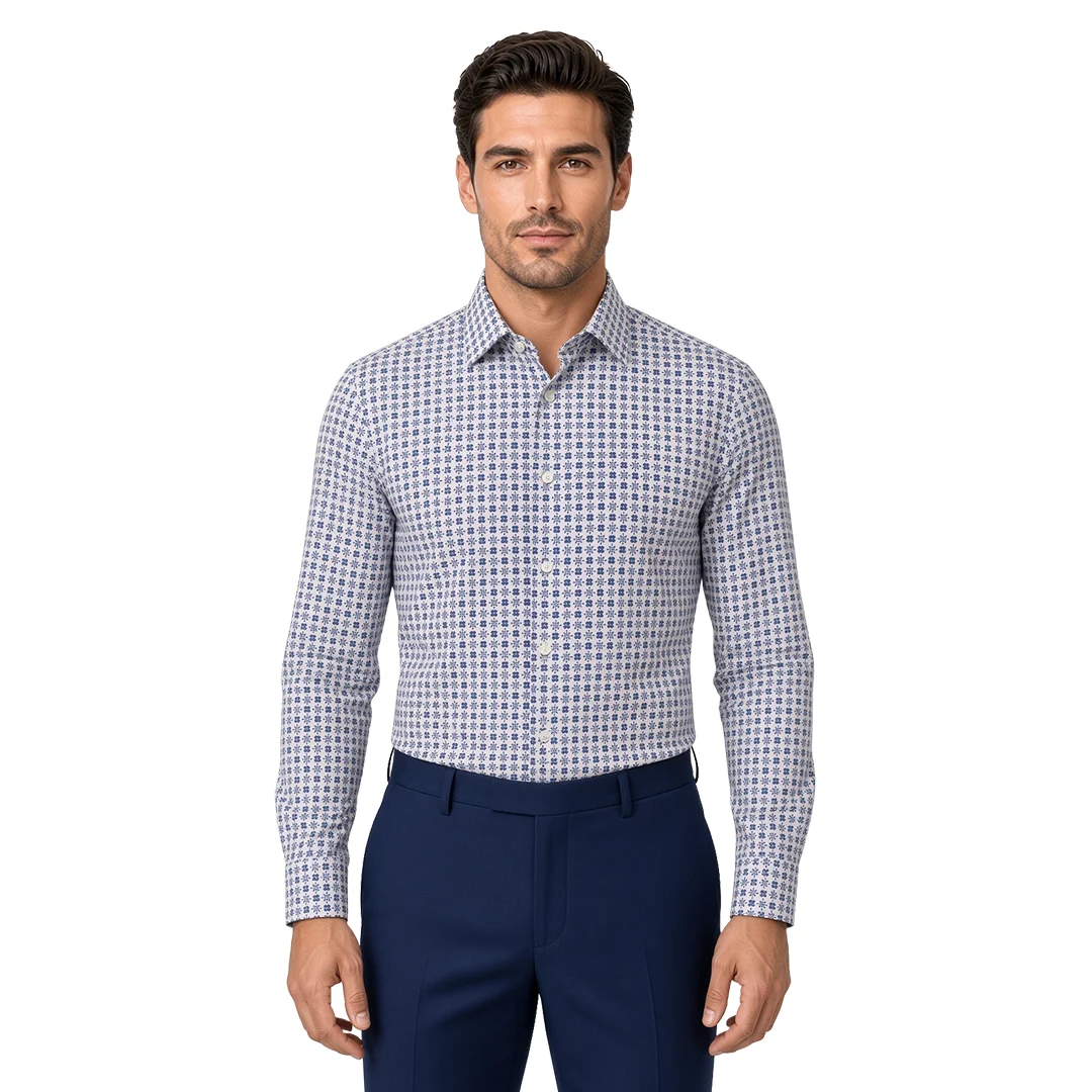 Men's Blue Floral Casual Shirt