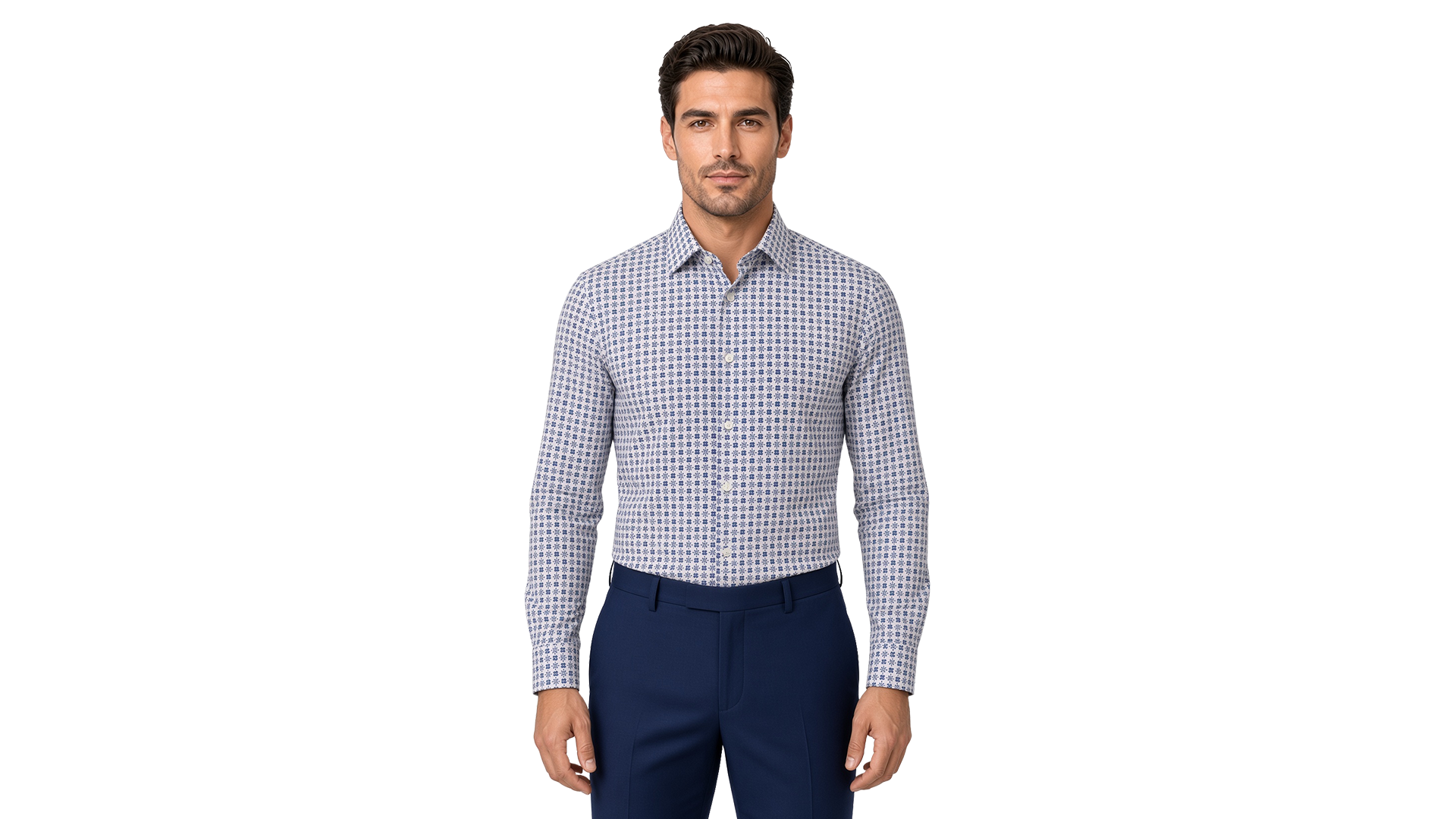 Men's Blue Floral Casual Shirt