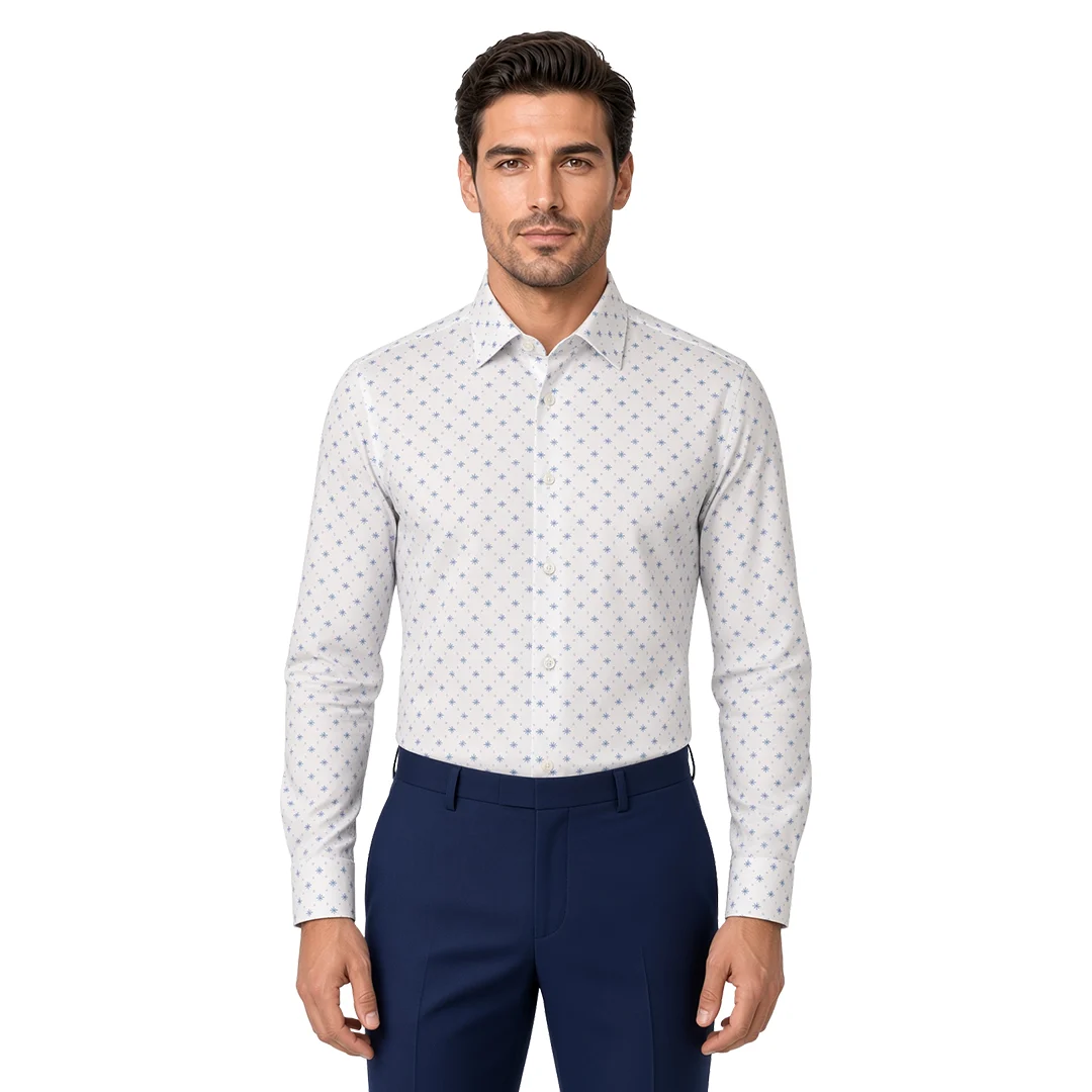 Men's White Floral Casual Shirt