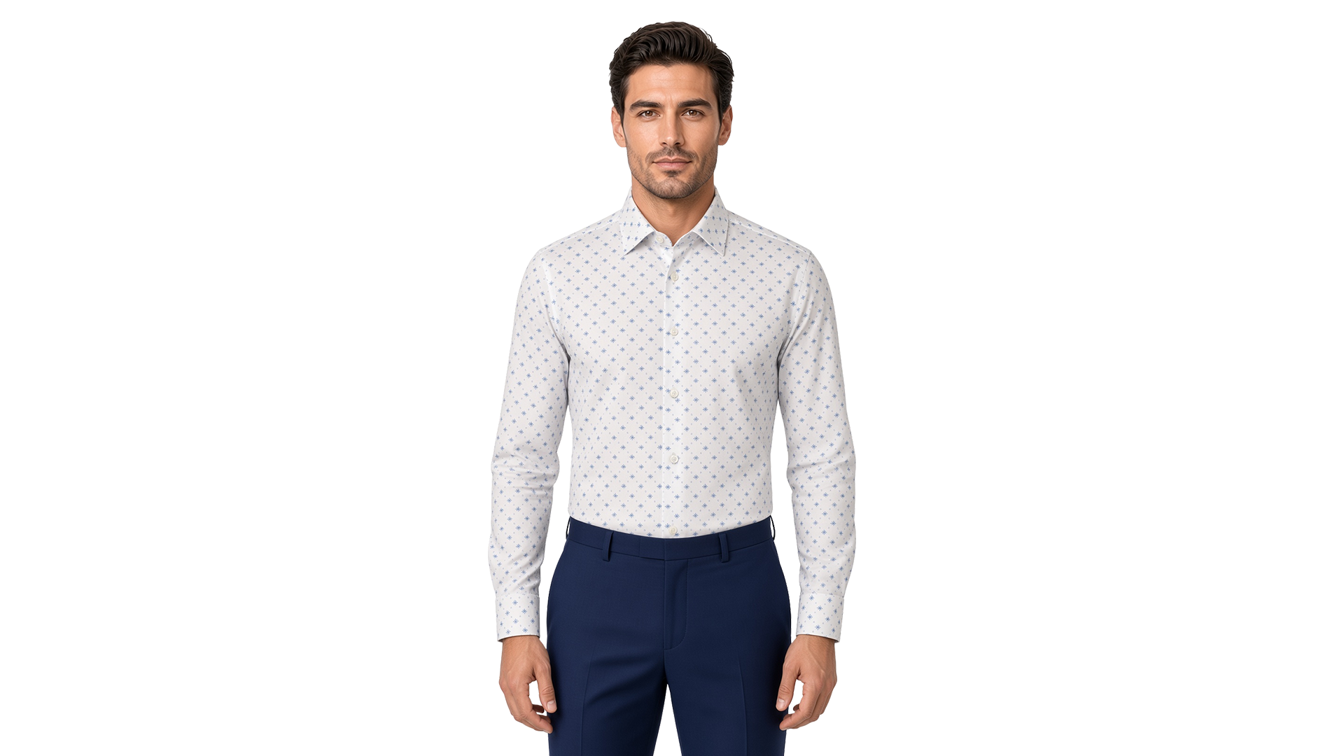 Men's White Floral Casual Shirt