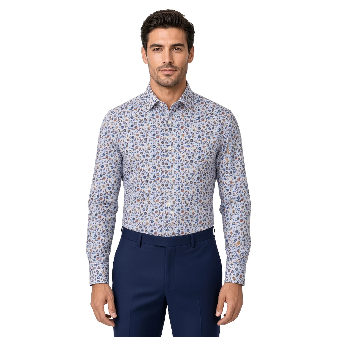 Men's Blue Floral Casual Shirt
