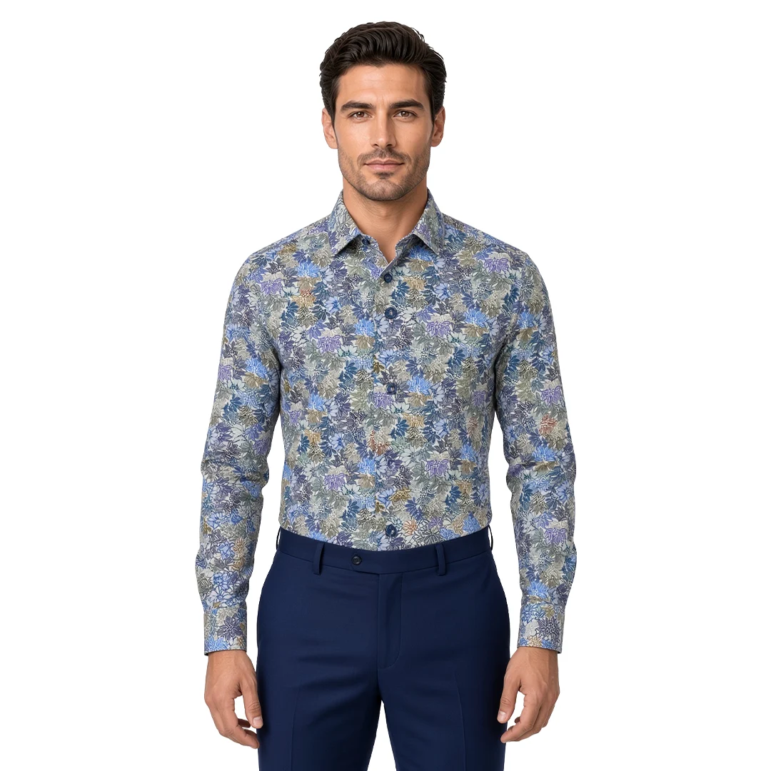 Men's Blue Floral Casual Shirt