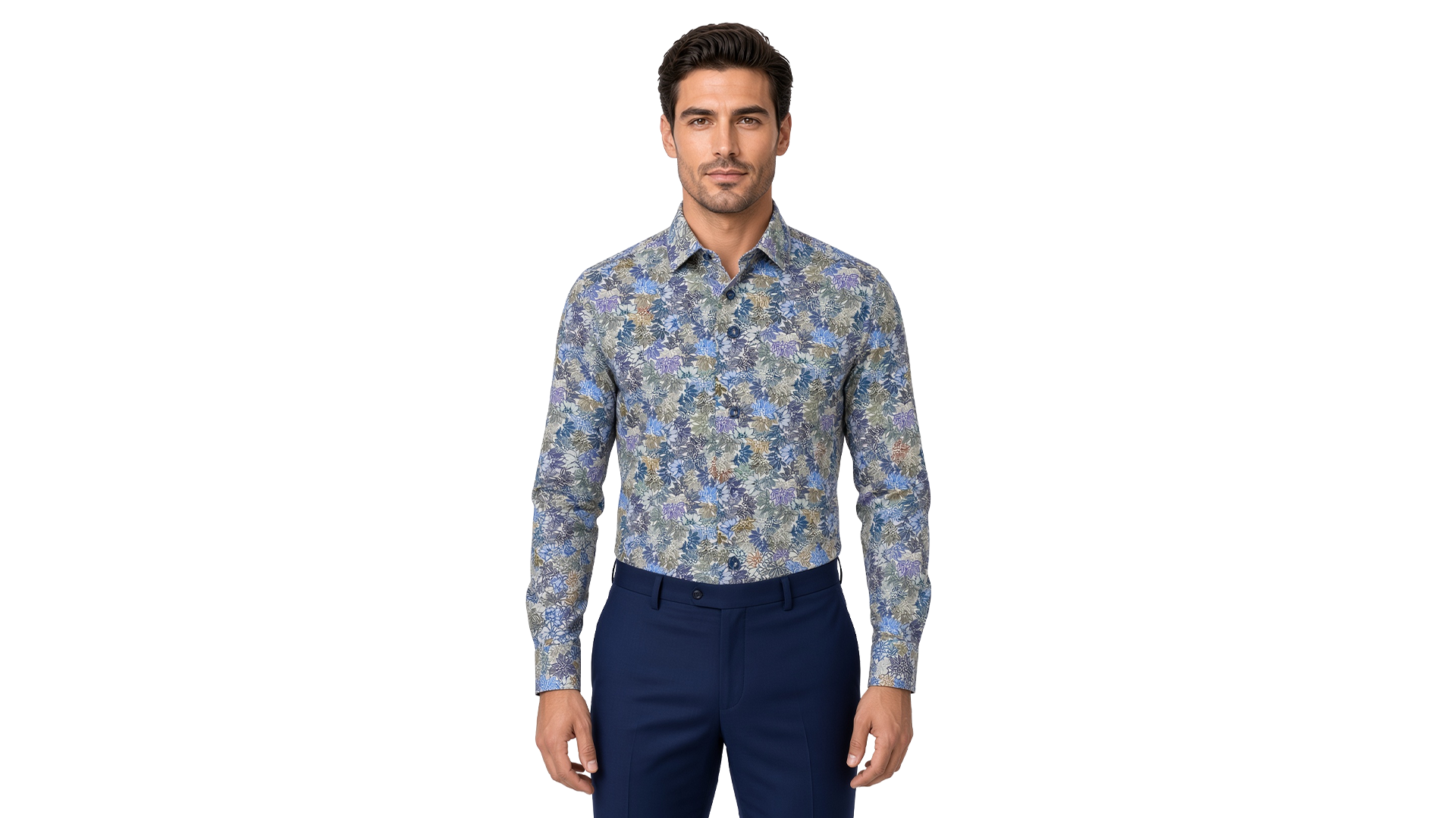 Men's Blue Floral Casual Shirt