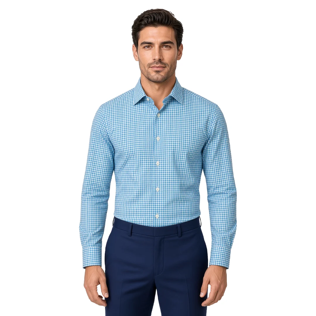 Men's Blue Checked Casual Shirt