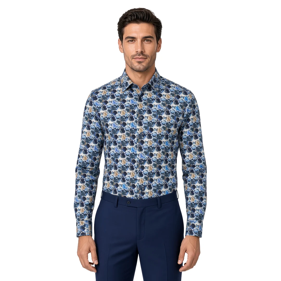 Men's Blue Motif Casual Shirt
