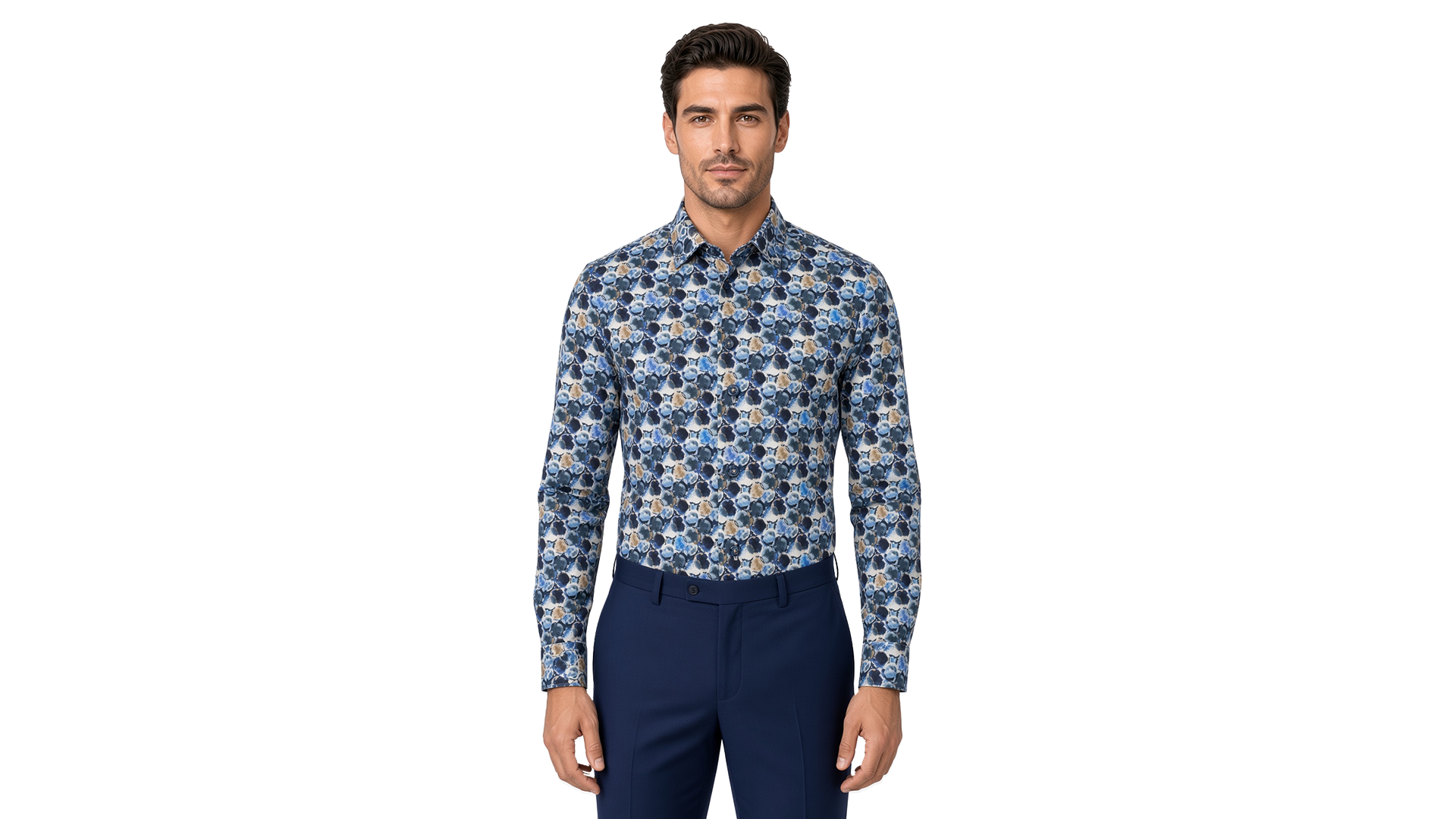Men's Blue Motif Casual Shirt