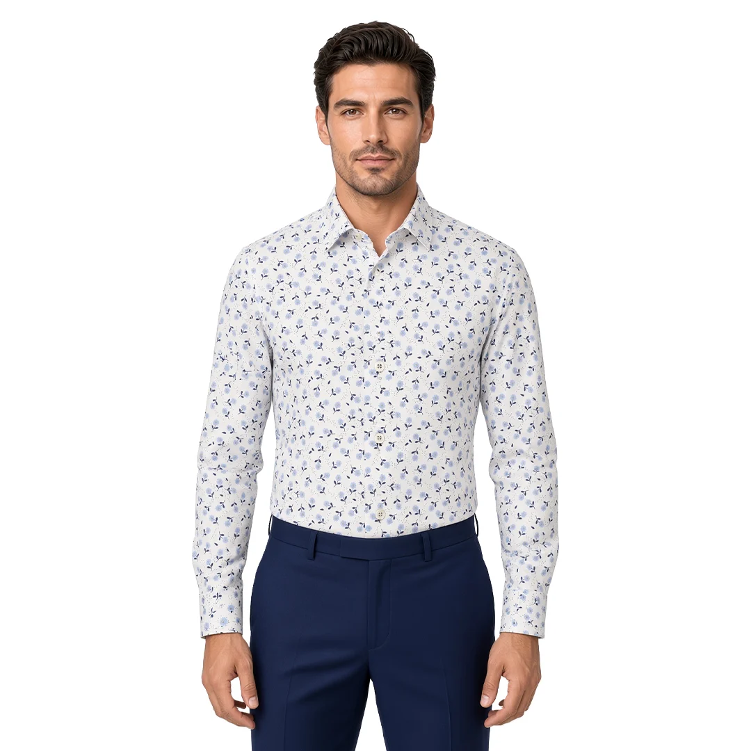 Men's White Floral Casual Shirt