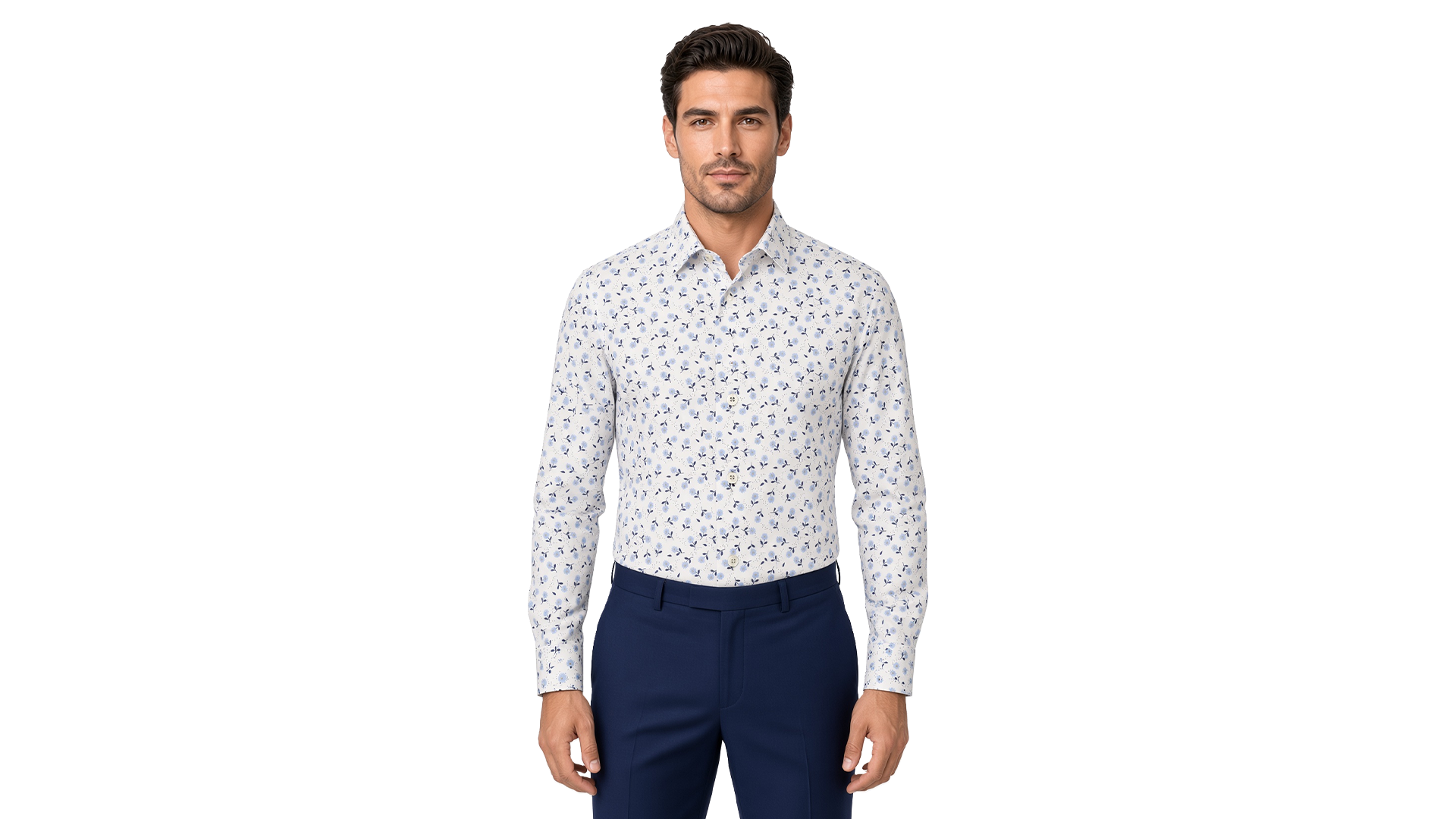 Men's White Floral Casual Shirt