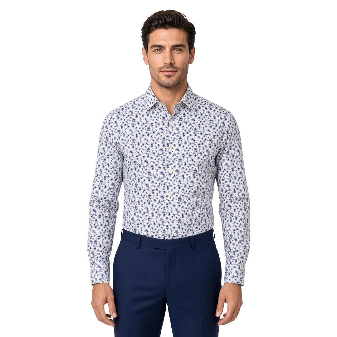 Men's White Floral Casual Shirt