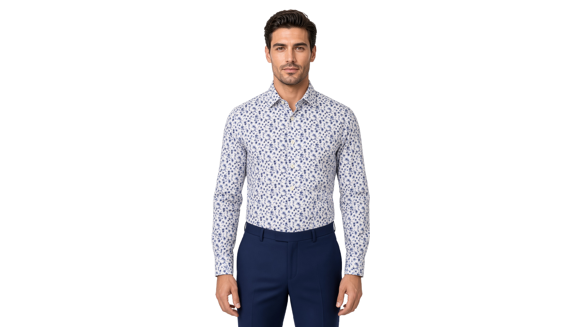 Men's White Floral Casual Shirt