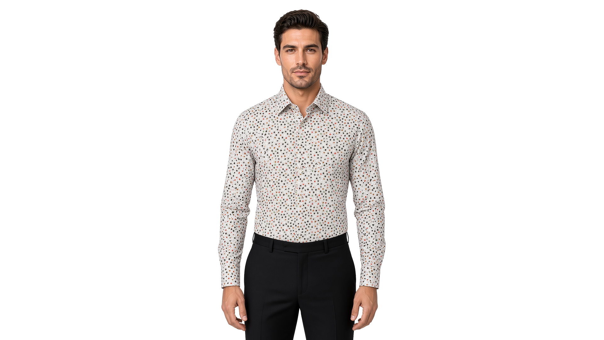 Men's Off White Motif Casual Shirt