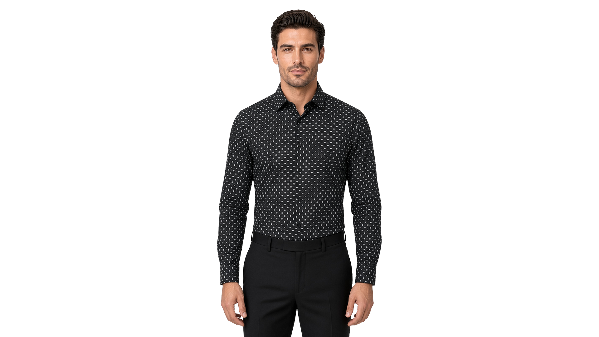 Men's Black Dotted Casual Shirt