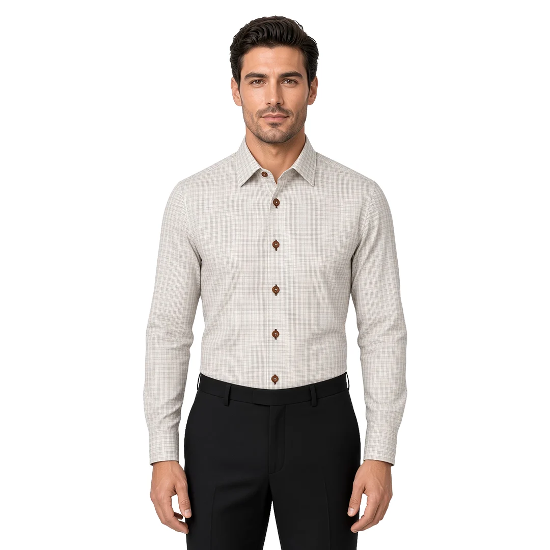 Men's Brown Checked Casual Shirt