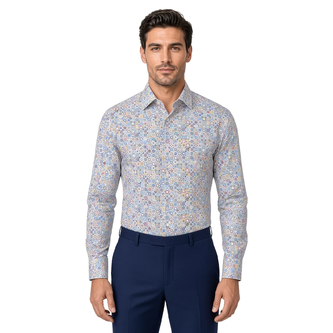 Men's Blue Motif Casual Shirt