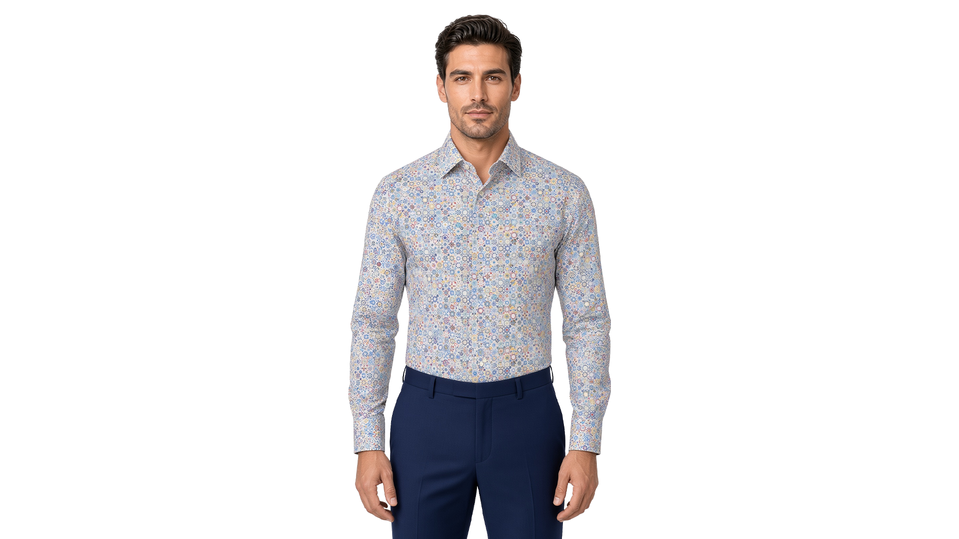 Men's Blue Motif Casual Shirt