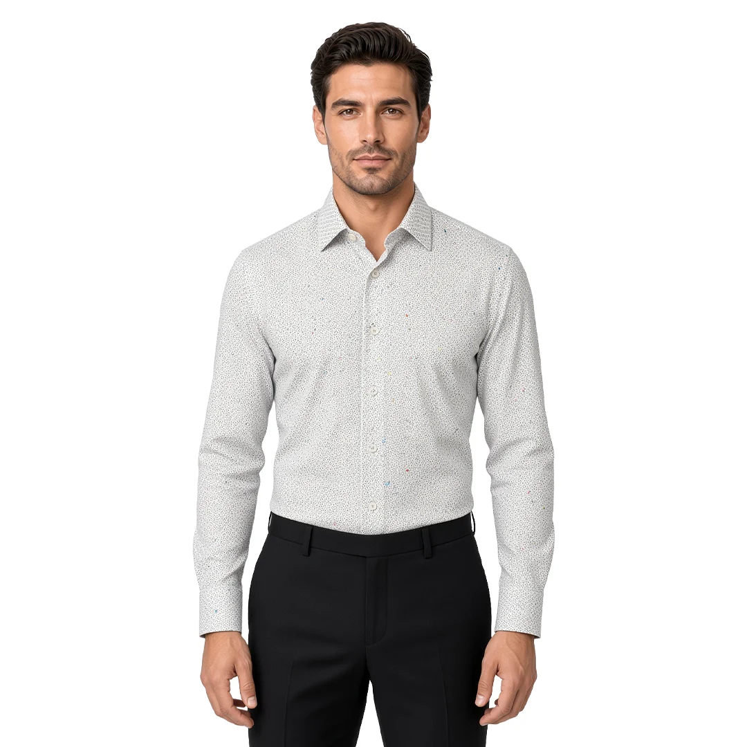 Men's White Motif Casual Shirt