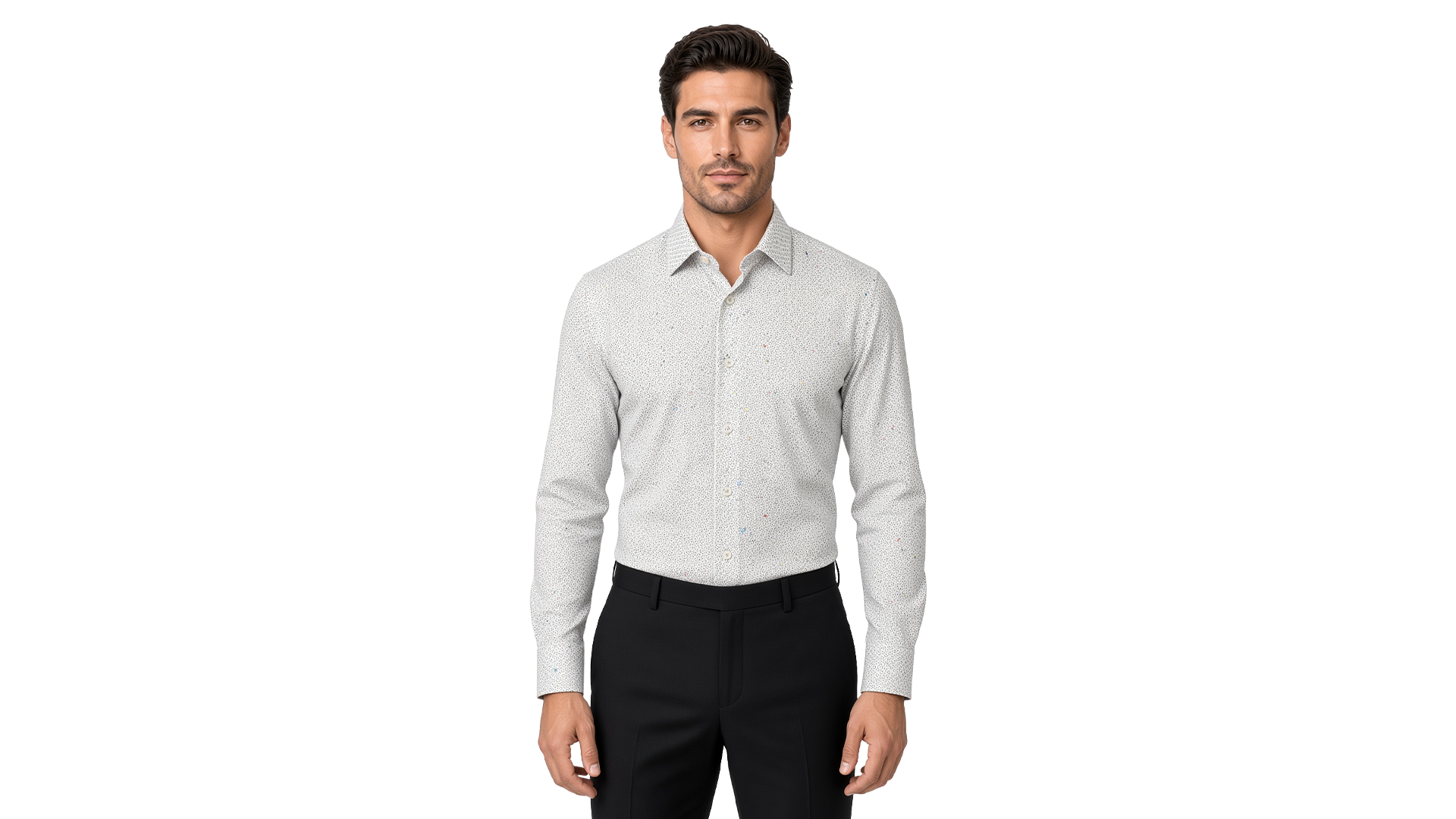 Men's White Motif Casual Shirt
