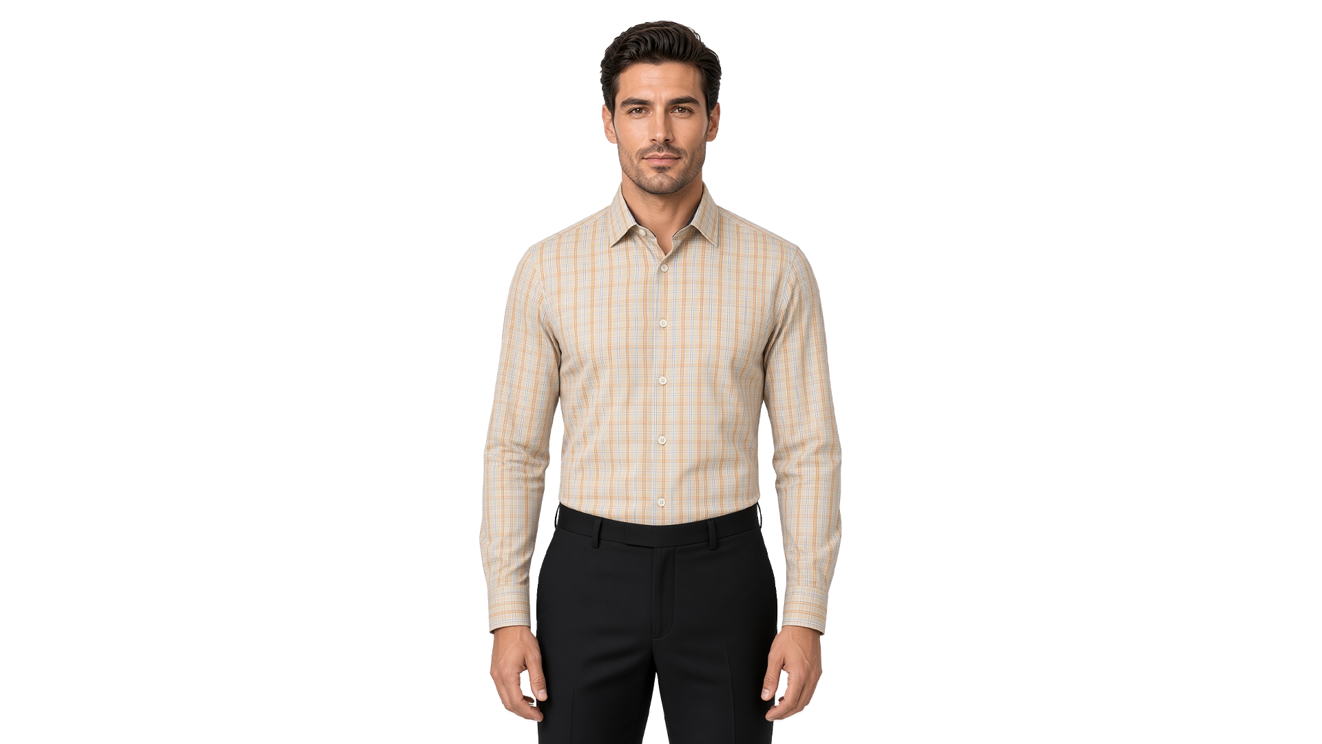 Men's Orange Checked Casual Shirt