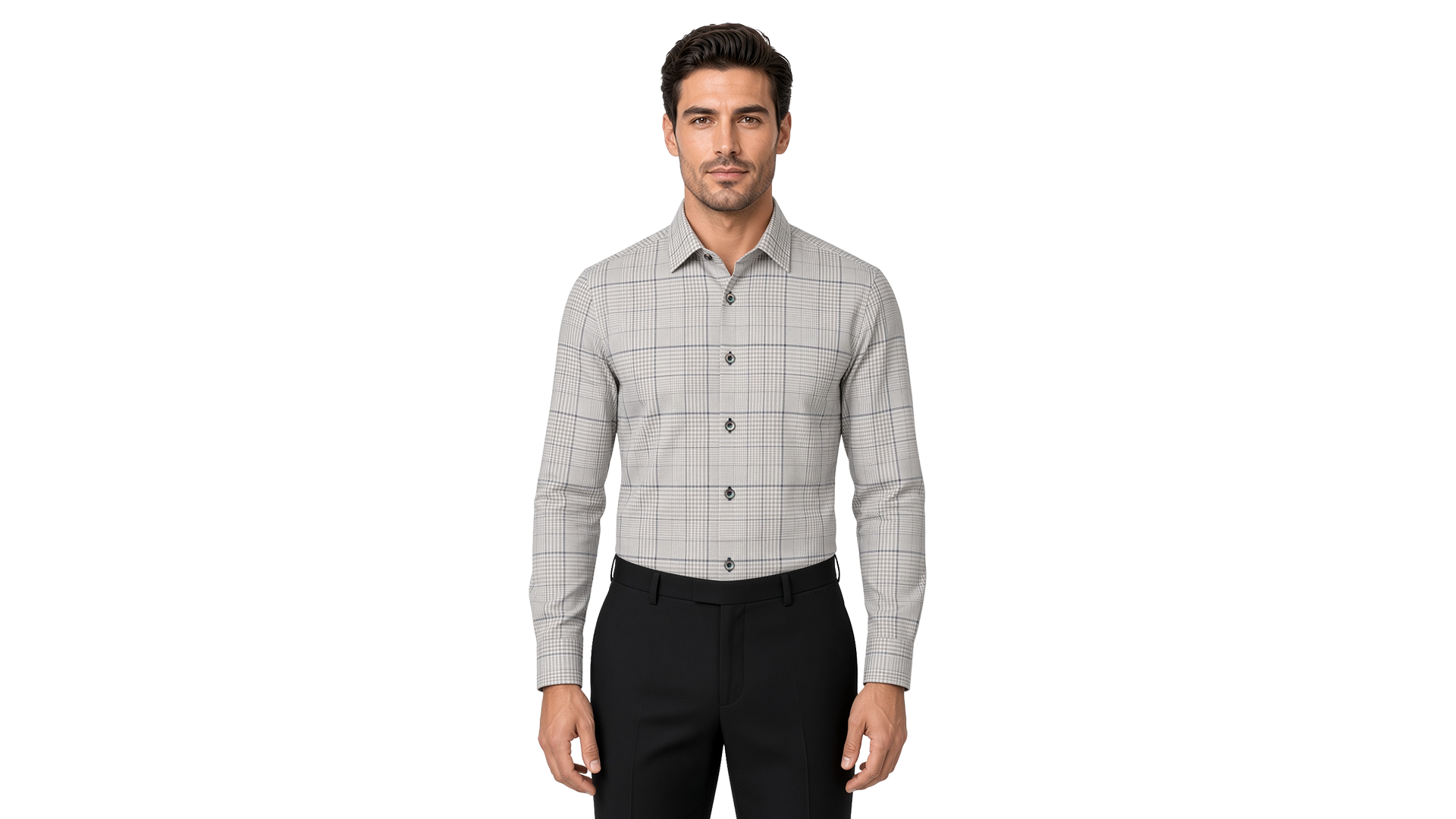 Men's Grey Checked Casual Shirt