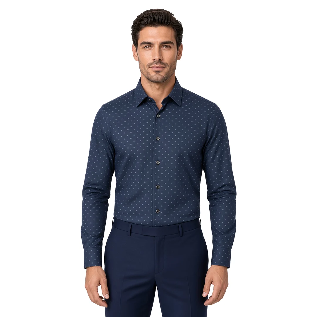Men's Blue Motif Casual Shirt