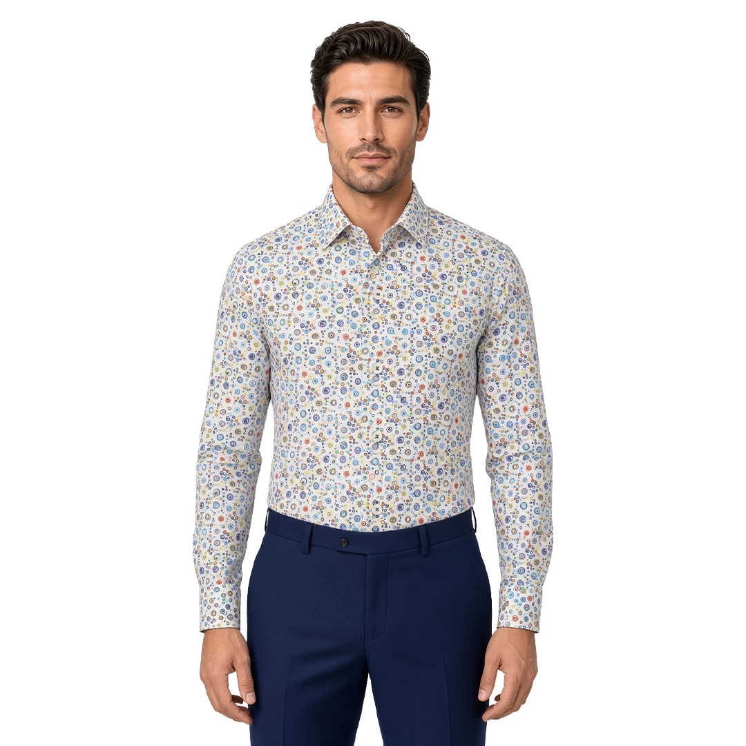 Men's White Motif Casual Shirt
