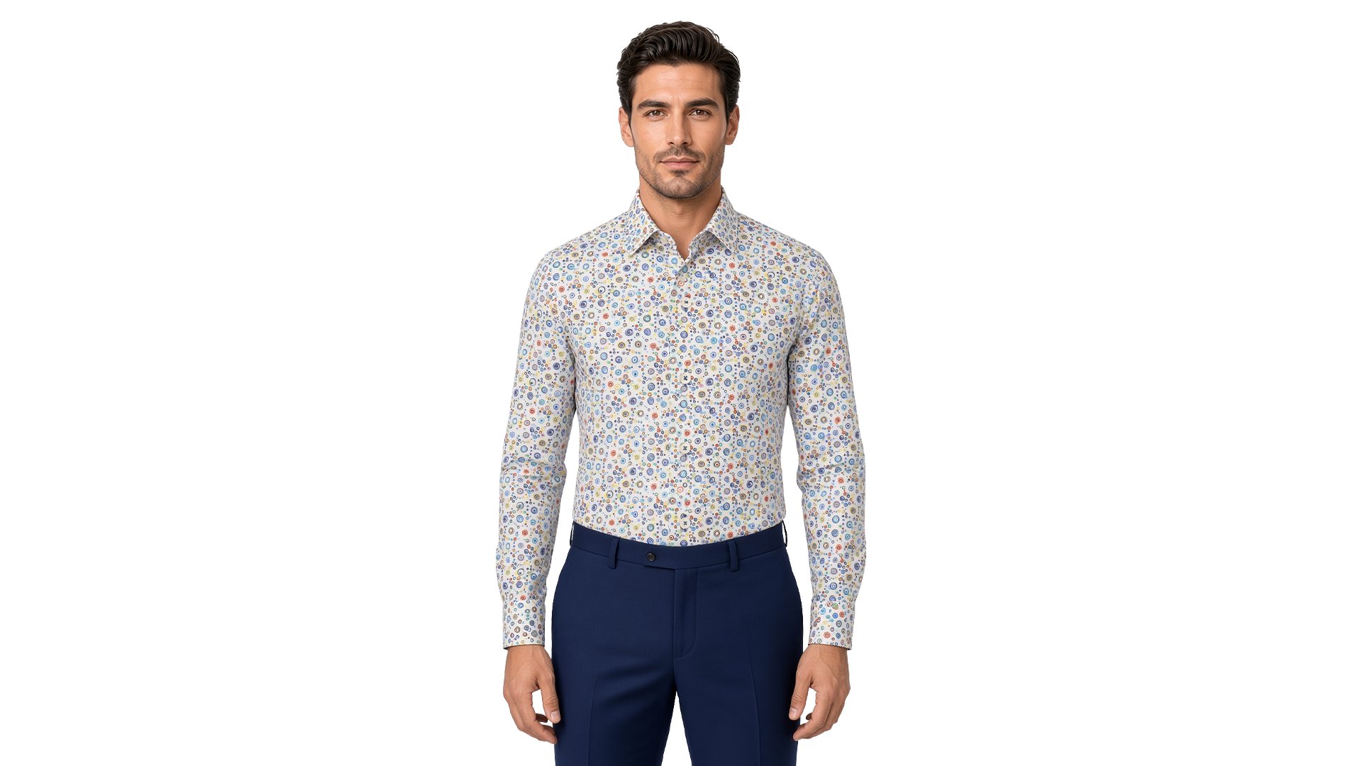 Men's White Motif Casual Shirt