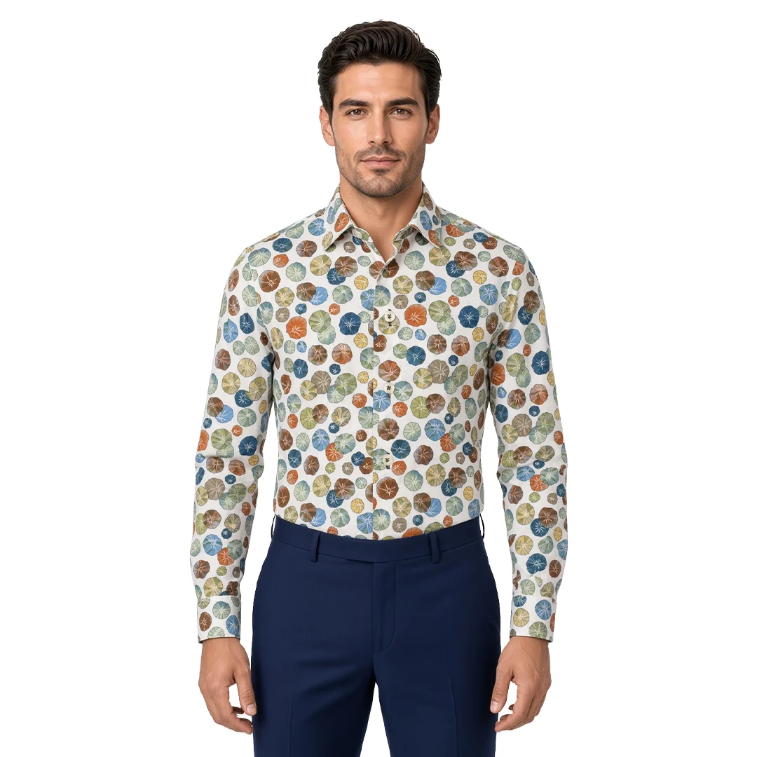 Men's White Motif Casual Shirt
