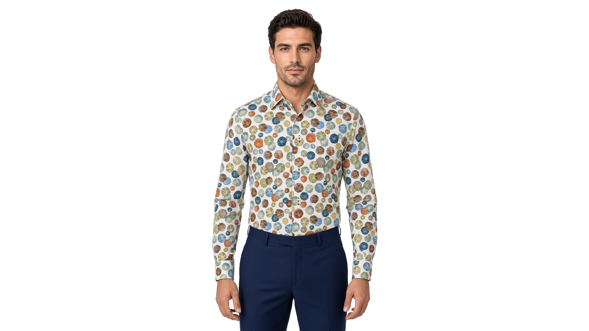 Men's White Motif Casual Shirt