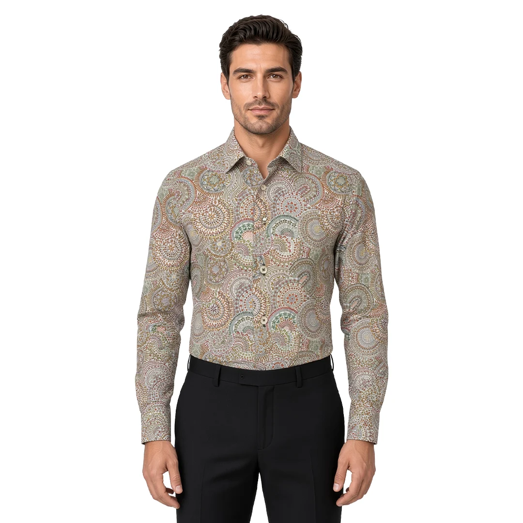 Men's Brown Abstract Casual Shirt