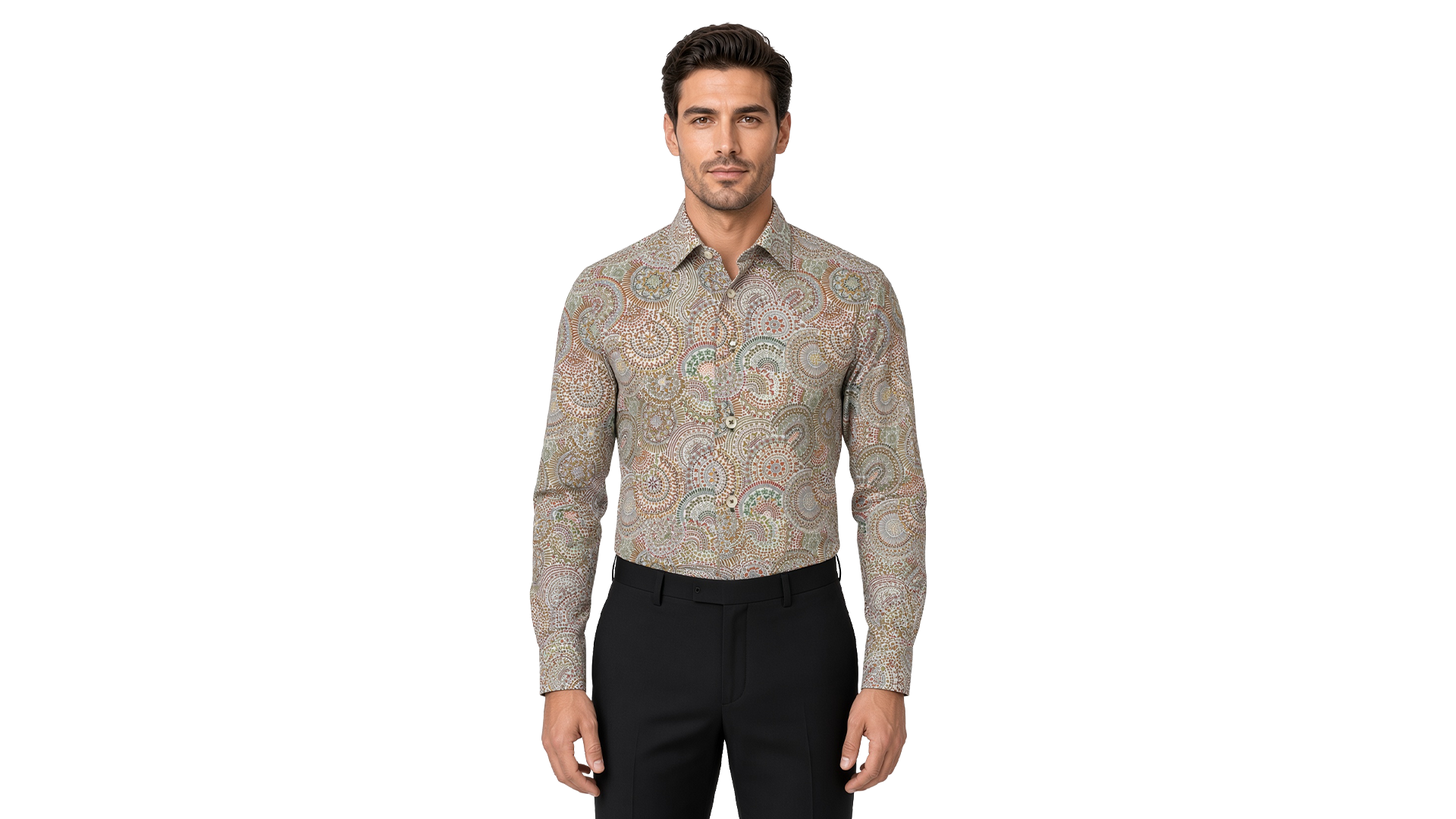 Men's Brown Abstract Casual Shirt