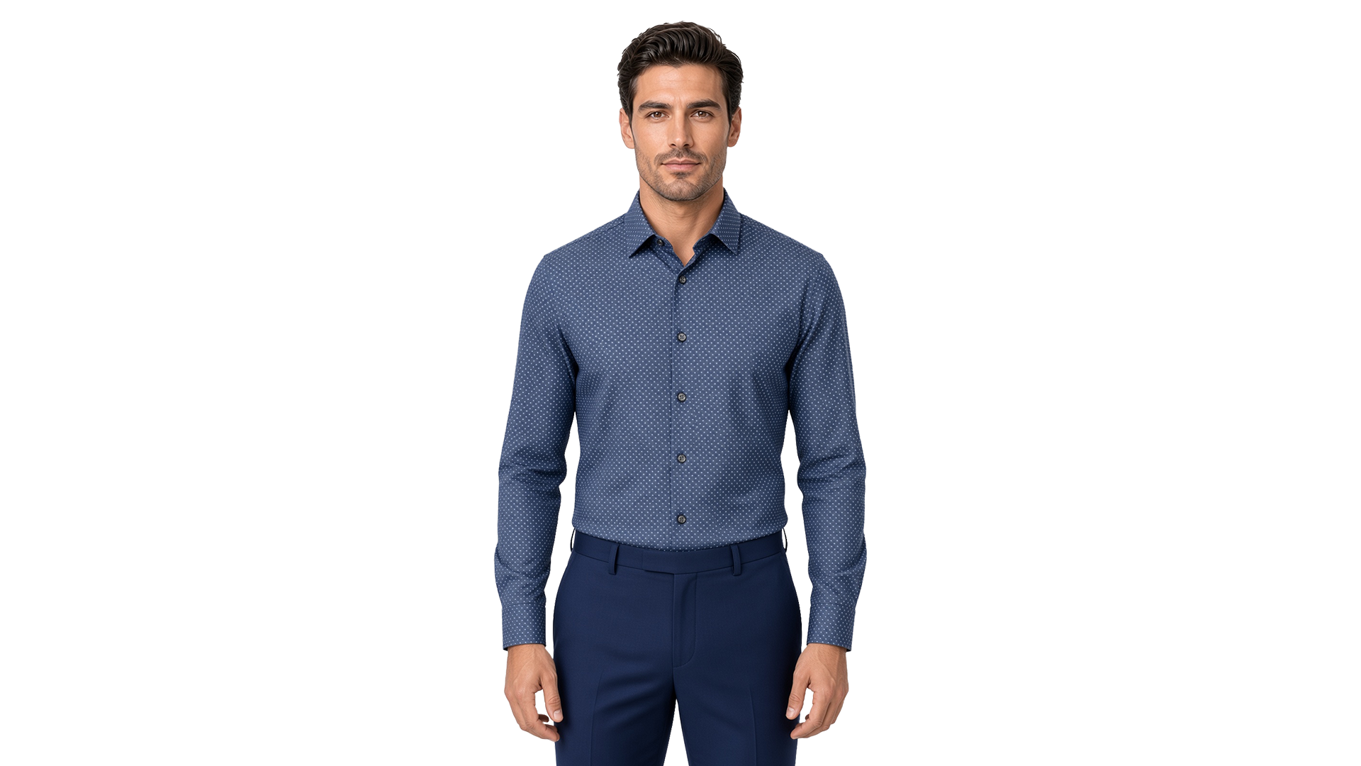 Men's Blue Dotted Casual Shirt