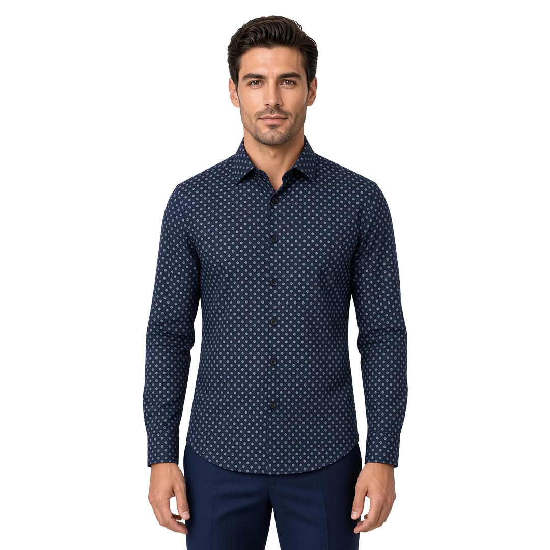 Man wearing a patterned casual shirt